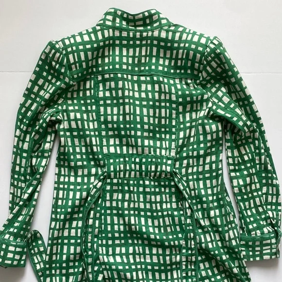 CAbi Green and White Checkered Jacket Tie Waist Shoulder Pads Medium - Picture 6 of 7